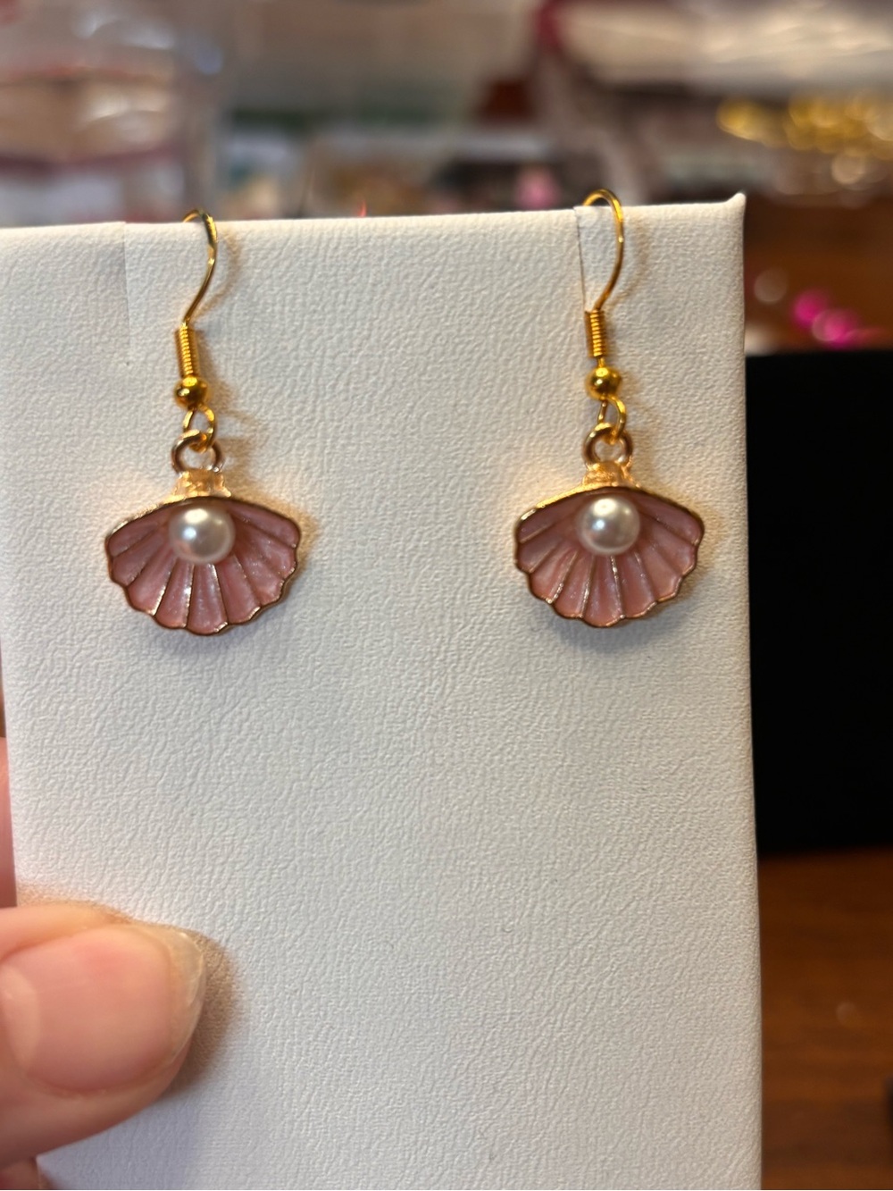 New pretty Pink Shell Drop Earrings with Faux Pearl - Women Jewelry